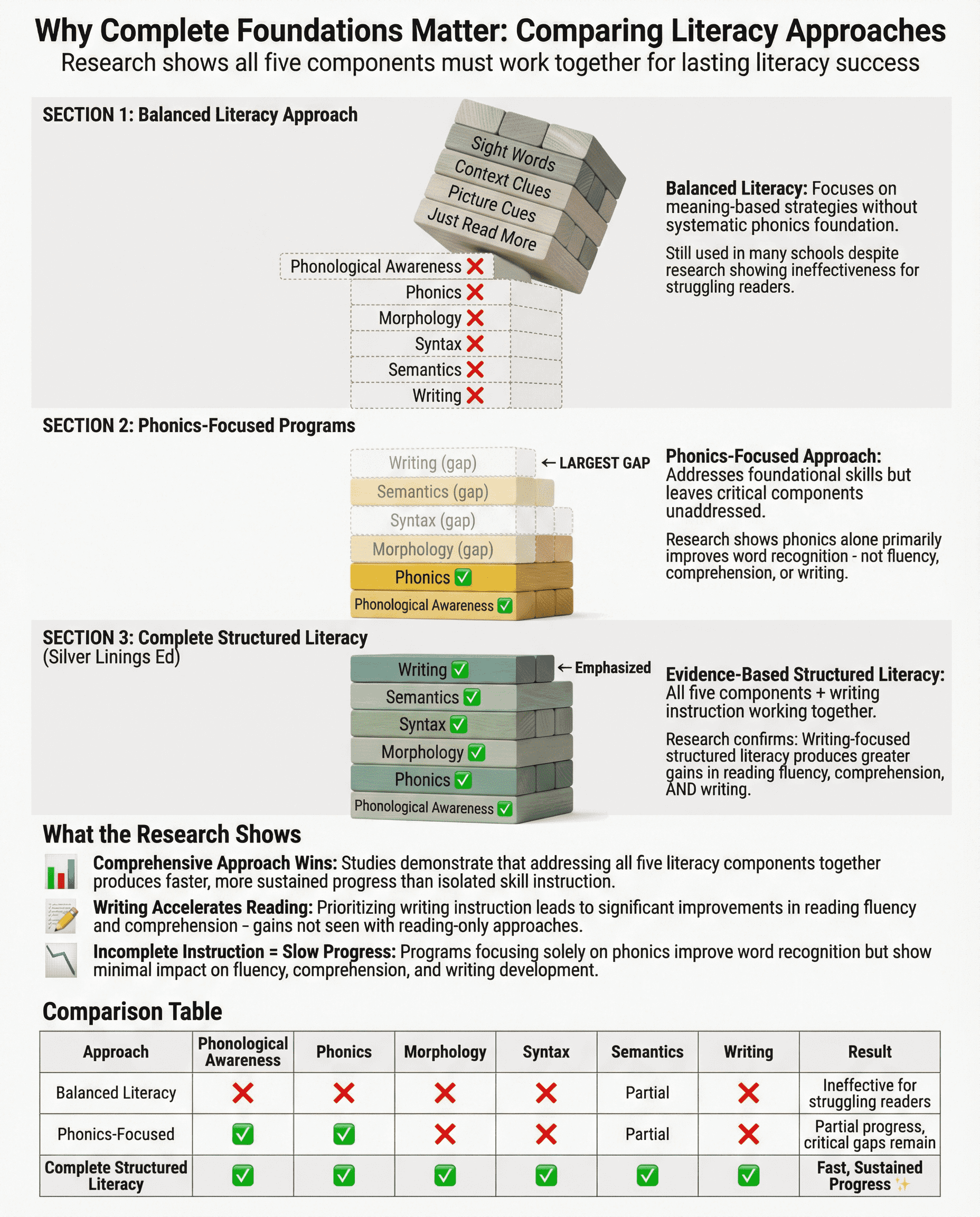 Literacy Foundation Tower - showing complete vs incomplete literacy skills